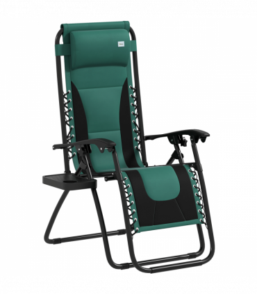 Outsunny Zero Gravity Lounger Folding Recliner Chair w/ Cup Holder Green