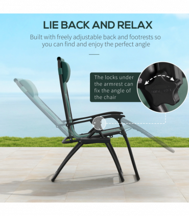 Outsunny Zero Gravity Lounger Folding Recliner Chair w/ Cup Holder Green