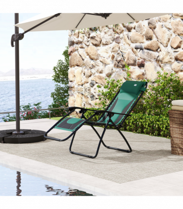 Outsunny Zero Gravity Lounger Folding Recliner Chair w/ Cup Holder Green