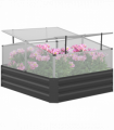 Outsuuny Galvanised Raised Garden Bed with Greenhouse and Cover, Dark Grey