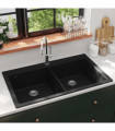 Overmount Kitchen Sink Double Basin Granite Black