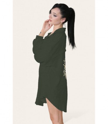 Oversized Long Sleeve Gold Sequin Eye Button Up Shirt