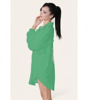 Oversized Long Sleeve Gold Sequin Eye Button Up Shirt