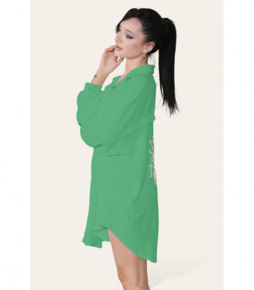 Oversized Long Sleeve Gold Sequin Eye Button Up Shirt