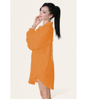 Oversized Long Sleeve Gold Sequin Eye Button Up Shirt