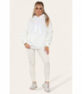 Oversized Ruched Sleeves Hoodie With Satin Ribbon