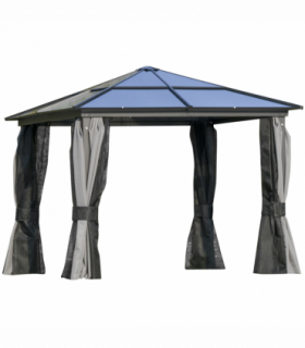 PC Aluminium Hardtop Gazebo with Curtains and Netting 3 x 3m