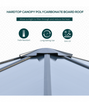 PC Aluminium Hardtop Gazebo with Curtains and Netting 3 x 3m