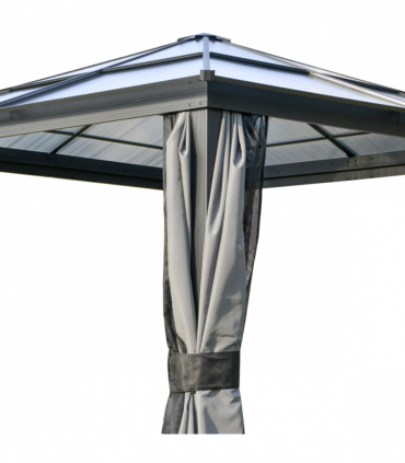 PC Aluminium Hardtop Gazebo with Curtains and Netting 3 x 3m