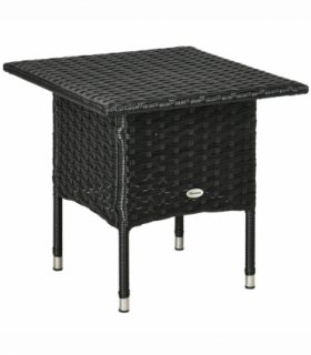 PE Rattan Outdoor Coffee Table, Rattan Side Table for Patio, Garden, Black