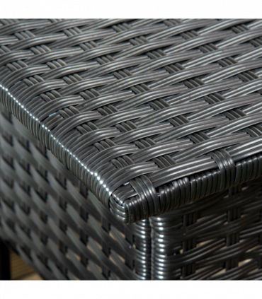 PE Rattan Outdoor Coffee Table, Rattan Side Table for Patio, Garden, Black