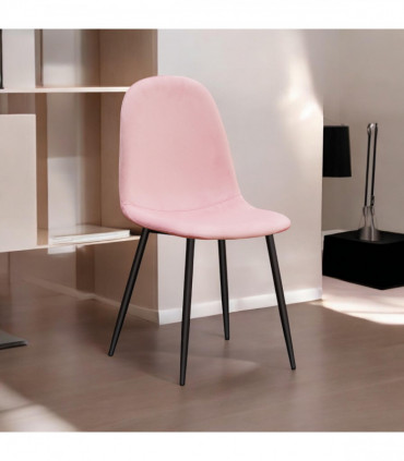 PINK FABRIC CHAIR BLACK METAL LEGS