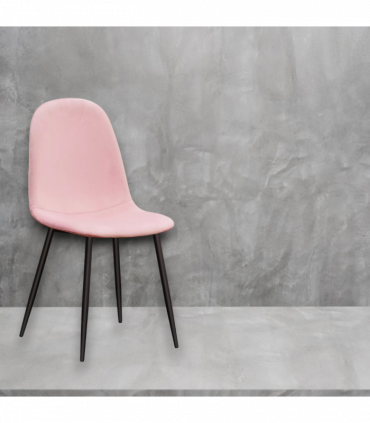 PINK FABRIC CHAIR BLACK METAL LEGS