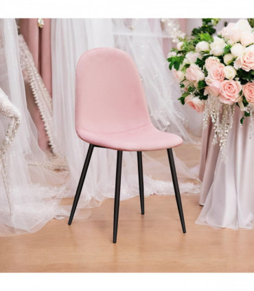 PINK FABRIC CHAIR BLACK METAL LEGS
