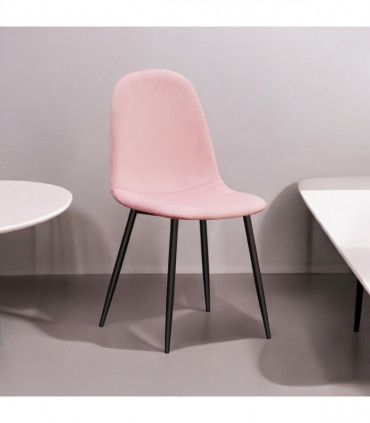 PINK FABRIC CHAIR BLACK METAL LEGS