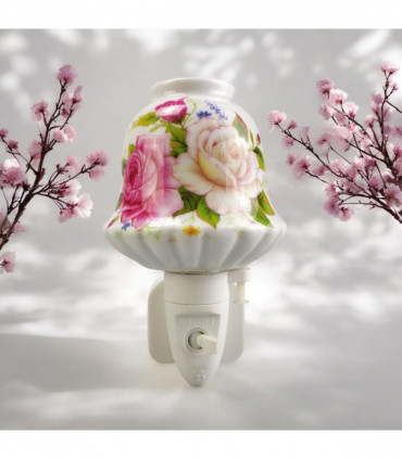 8 INCH FLORAL LED NIGHTLIGHT PINK AND WHITE FLOWERS