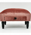 PINK VELVET FOOTSTOOL WITH DRAWER