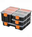 PP 4-Pack Size Variety Tool & Hardware Storage Boxes Black/Orange