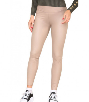 PU Fleece Line High Waisted Wet Look Faux Leather Legging