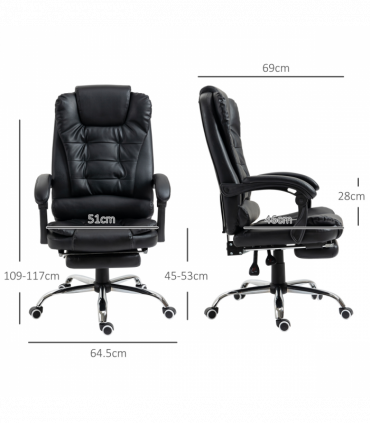 PU Leather Home Office Chair High Back Computer Chair with Swivel Wheels Black