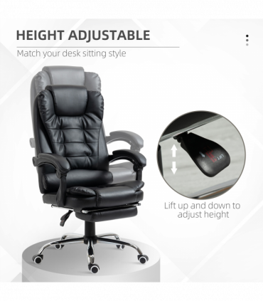 PU Leather Home Office Chair High Back Computer Chair with Swivel Wheels Black