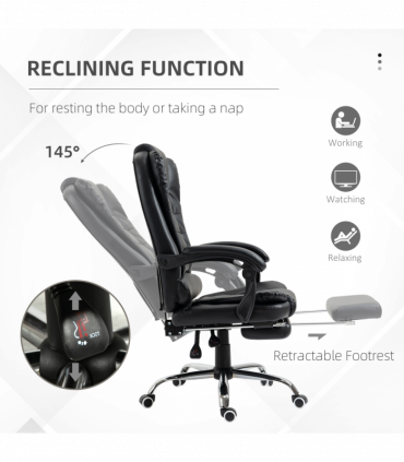 PU Leather Home Office Chair High Back Computer Chair with Swivel Wheels Black