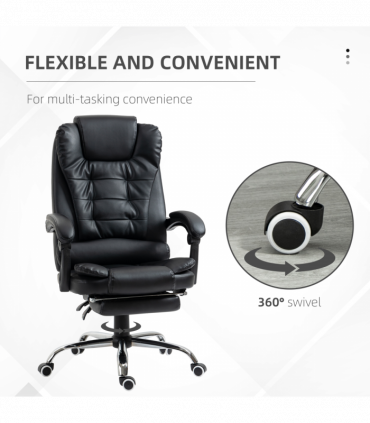 PU Leather Home Office Chair High Back Computer Chair with Swivel Wheels Black