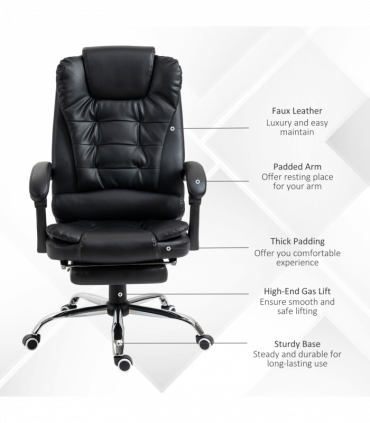 PU Leather Home Office Chair High Back Computer Chair with Swivel Wheels Black