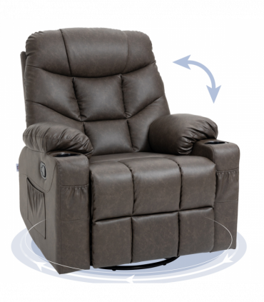 PU Leather Manual Recliner Chair, Recliner Armchair for Living Room, Brown