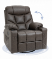 PU Leather Manual Recliner Chair, Recliner Armchair for Living Room, Brown