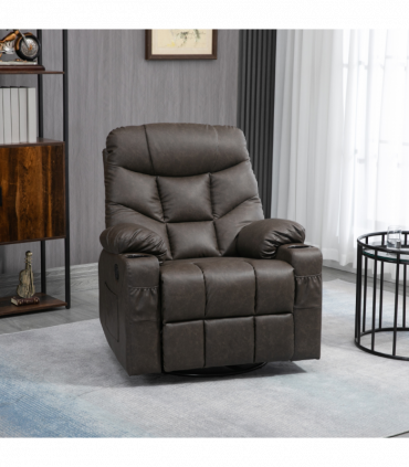 PU Leather Manual Recliner Chair, Recliner Armchair for Living Room, Brown