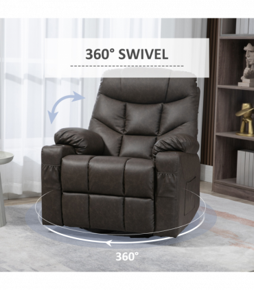 PU Leather Manual Recliner Chair, Recliner Armchair for Living Room, Brown