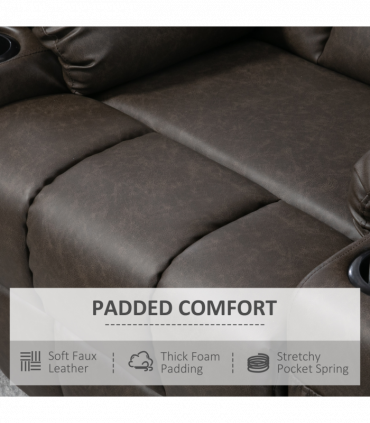 PU Leather Manual Recliner Chair, Recliner Armchair for Living Room, Brown