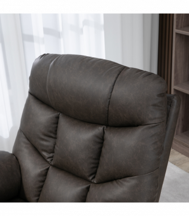 PU Leather Manual Recliner Chair, Recliner Armchair for Living Room, Brown