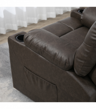 PU Leather Manual Recliner Chair, Recliner Armchair for Living Room, Brown