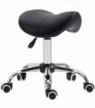 PU Leather Saddle Stool w/ Moulded Padded Seat Adjustable Height 5 Wheels Black