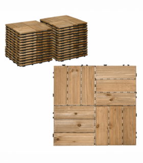 Pack of 27 Interlocking Decking Tiles 30x30cm Outdoor Flooring, 2.5?, Brown