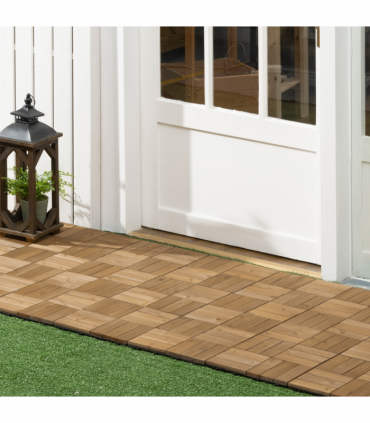 Pack of 27 Interlocking Decking Tiles 30x30cm Outdoor Flooring, 2.5?, Brown