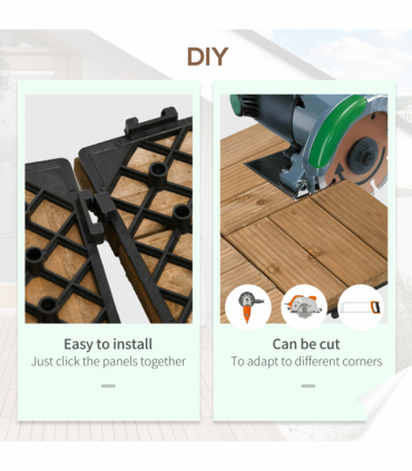 Pack of 27 Interlocking Decking Tiles 30x30cm Outdoor Flooring, 2.5?, Brown