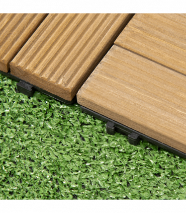 Pack of 27 Interlocking Decking Tiles 30x30cm Outdoor Flooring, 2.5?, Brown