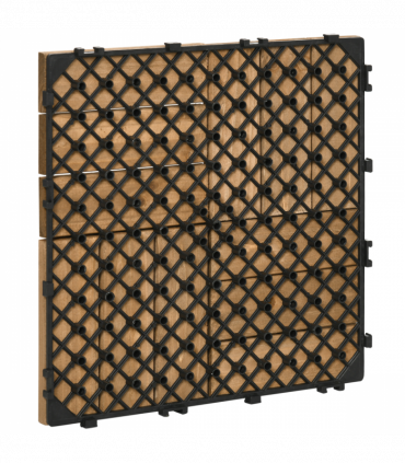 Pack of 27 Interlocking Decking Tiles 30x30cm Outdoor Flooring, 2.5?, Brown