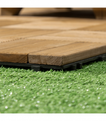 Pack of 27 Interlocking Decking Tiles 30x30cm Outdoor Flooring, 2.5?, Brown