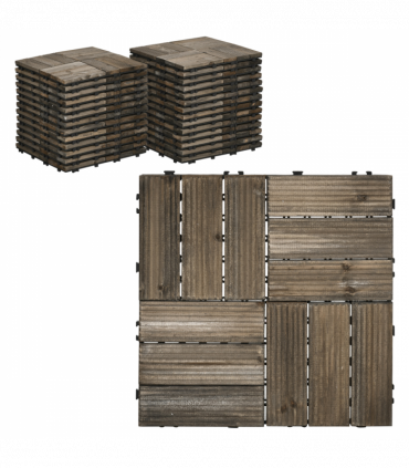 Pack of 27 Interlocking Decking Tiles 30x30cm Outdoor Flooring, 2.5?, Grey