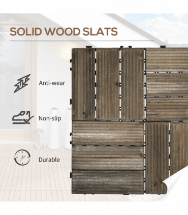 Pack of 27 Interlocking Decking Tiles 30x30cm Outdoor Flooring, 2.5?, Grey