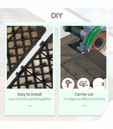 Pack of 27 Interlocking Decking Tiles 30x30cm Outdoor Flooring, 2.5?, Grey