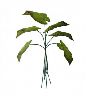 Pack of 6 x 50cm Artificial Green Plastic Leaf Stem