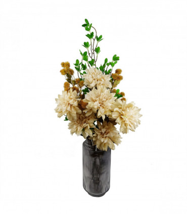 Pack of 6 x 55cm Dahlia Flower Stem - Dusty Cream