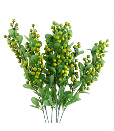 Pack of 6 x 70cm Artificial Green Berry Spray