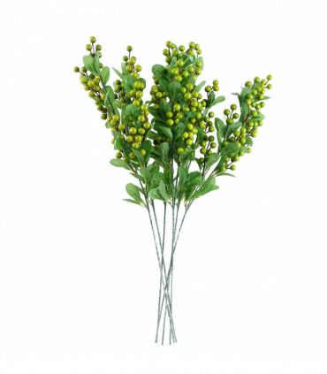 Pack of 6 x 70cm Artificial Green Berry Spray