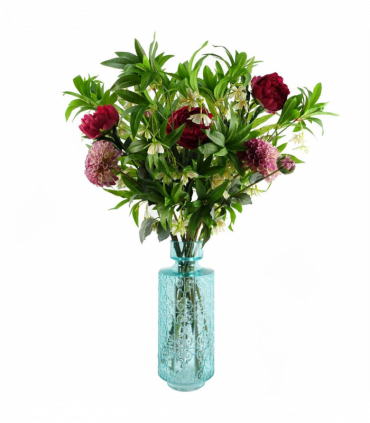 Pack of 6 x 80cm Artificial Dark Pink Peony Stem